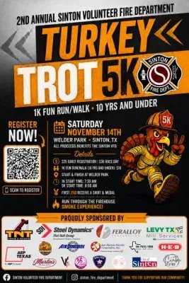 Sinton Volunteer Fire Department Turkey Trot 5K & 1K Kids Run Logo