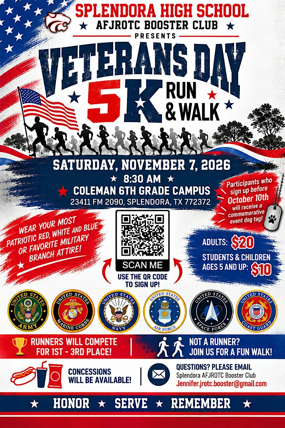 Splendora AFJROTC Veterans Day 5k Logo