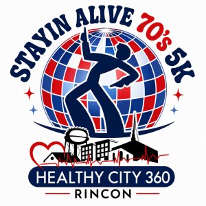 Stayin' Alive 70s 5K Logo