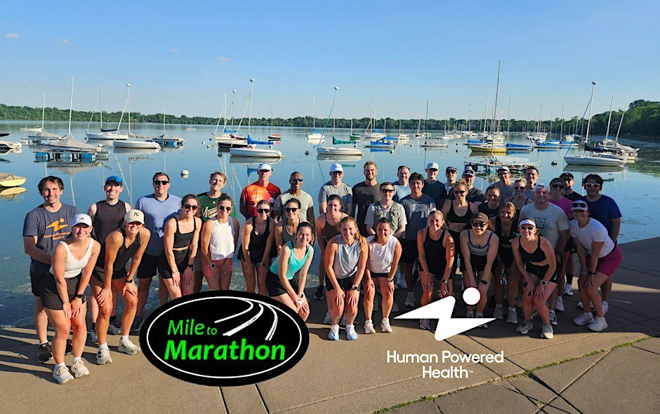 TCM Marathon Week Shakeout Run with Human Powered Health x Mile to Marathon Logo