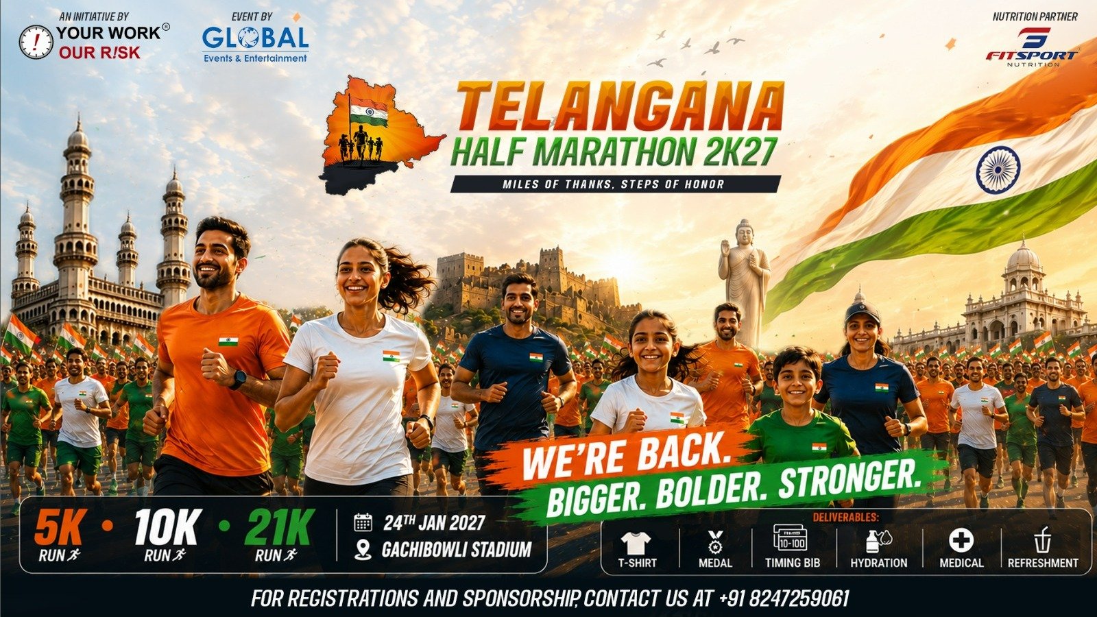 Telangana Half Marathon 2K27 Logo
