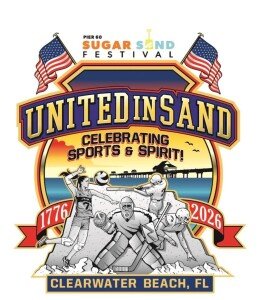 The Clearwater Beach Sugar Sand Festival 5K Run Walk On The Hard Packed Sand Of The Shoreline And 5 Inch Medal Logo