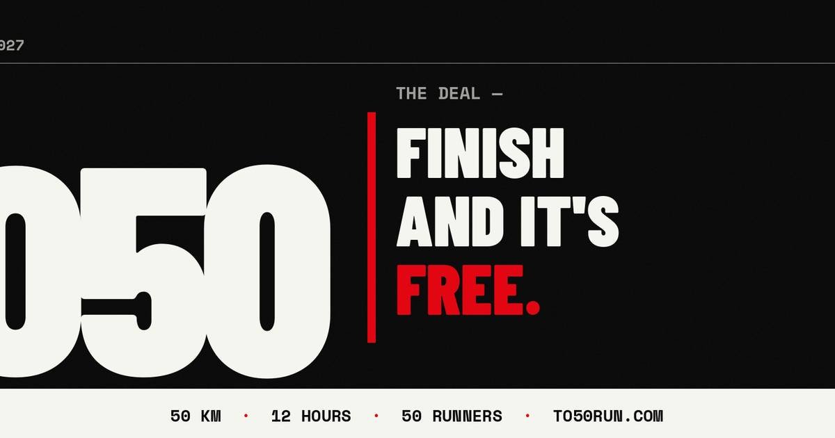 TO50 - Run 50km Across Toronto. Finish and It's Free.
