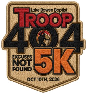 Troop 404 Excuses Not Found 5K Logo