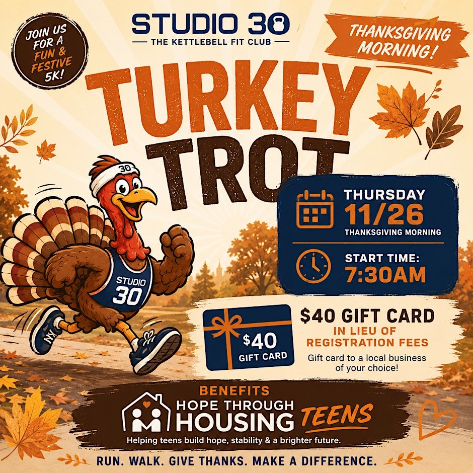Turkey Trot 2026 Hosted By Studio 30 Logo