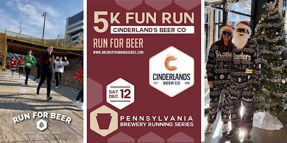 Ugly Sweater Beer Run x Cinderlands | 2026 PA Brewery Running Series Logo