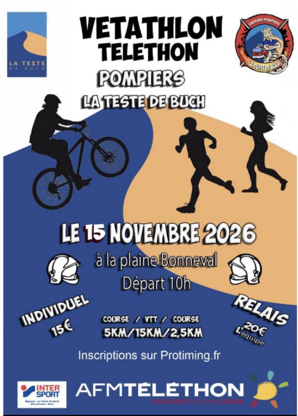 Vétathlon du Téléthon des pompiers de la Teste Logo