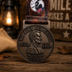 We Lost Our Cents 1 Mile Virtual Race 2026 | Finisher Medal & Charity Run Logo