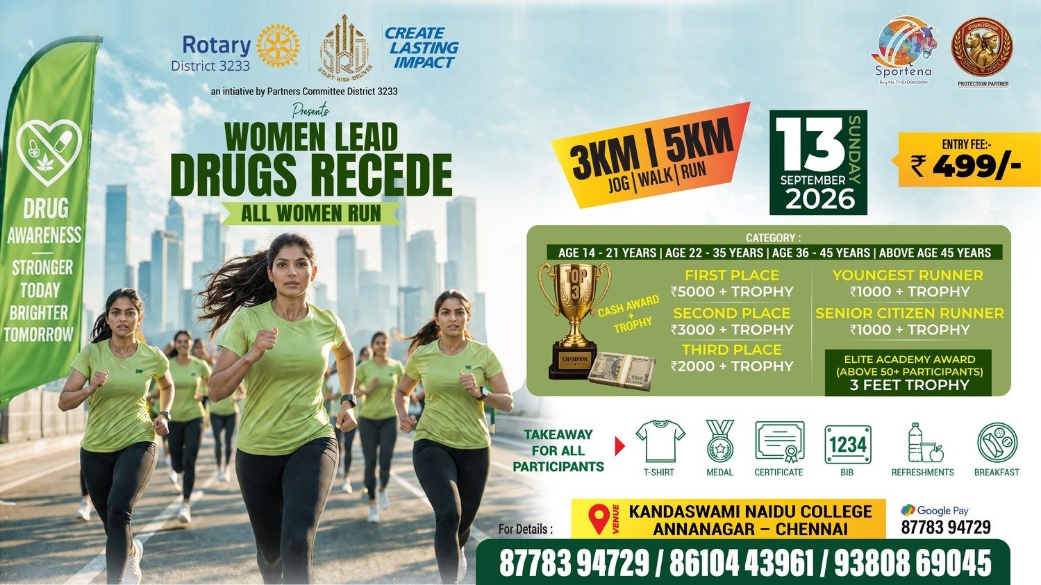 WOMEN LEADS DRUGS RECEDE - ONLY WOMENS RUN
