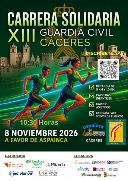 XIII Carrera Solidaria Virgen del Pilar Cáceres 2026